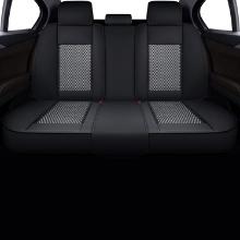 LINGVIDO Leather Car Seat Covers, Universal Anti-Slip, Rear Seat, Ice Gray+Black