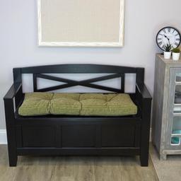 Klear Vu Gripper Omega Non-Slip Tufted Bench Cushion, 35", Green