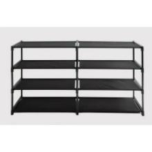 Mainstays 4-Tier Shoe Rack Storage Organizer, Rich Black, Iron Poles & Plastic Connectors