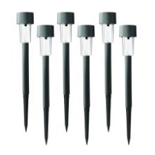 Mainstays Solar Powered Black Classic Column LED Path Light and Landscape Light, 2 Lumens (6 Ct)