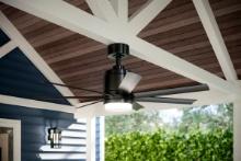 Fanimation Studio Collection Blitz 56-in Black LED Ceiling Fan w/Light and Remote (7-Blade)