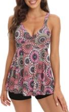 SEAFORM Women's Two-Piece Tankini Bathing Suit w/Tummy Control, Size: L