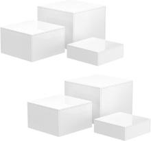 NIUBEE BUFFET RISERS DISPLAY SHELF: 6PCS ACRYLIC RISERS, WHITE CUBE, 8X9X10"