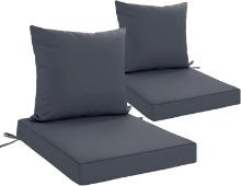 24X24 INCH DARK GREY WATERPROOF OUTDOOR CUSHION SET OF 2, REMOVABLE MACHINE-WASHABLE COVERS