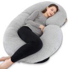 INSEN Pregnancy Pillow, C Shaped, Jersey Cover, Grey