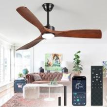 52-Inch Ceiling Fan: 3 Blades, Remote, Walnut, Quiet DC Motor, for Outdoor/Indoor Use