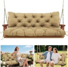 Premium 5" Thick Waterproof Outdoor Swing Cushion: Khaki 60×40×5inch, 3 Seat, Porch Use