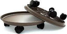 15.5 Inch Plant Caddy with Wheels 2 Pack, Heavy Duty Plant Dolly Tray, Indoor/Outdoor, Brown