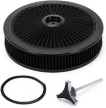 14"x3" Round Washable Air Cleaner Filter Assembly for Ford/GMC/Chevy SBC BBC, Black