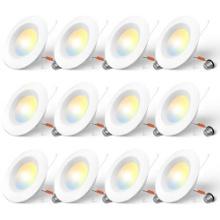 Amico 5/6" 5CCT LED Recessed Light 12 Pack, Dimmable, Damp Rated, 12.5W=100W, Baffle Trim