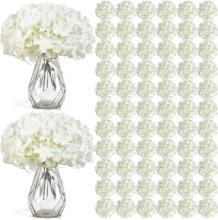 Auihiay 104 PCS Artificial Hydrangea Flowers, Silk Heads with Stems, for Wedding and Home Décor