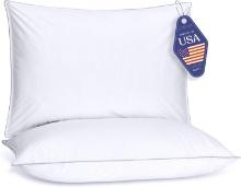 FluffCo Down Alternative Pillow 2-Pack, Queen - Cooling, Machine Washable, Made in USA