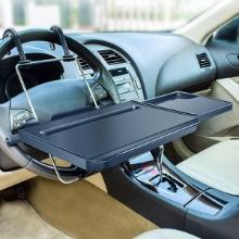 2 in 1 Steering Wheel/Headrest Tray for Food, Drink, Laptop Work, Black Car Desk