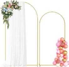 Metal Arch Backdrop Stand, 7.2FT+6FT, Gold-Tone Wedding Arch Frame Set of 2