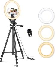 Sensyne 10'' Ring Light with 50'' Tripod Stand, LED Circle, Phone Holder for Streaming/Makeup