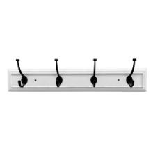 ALLEN + ROTH 4-HOOK WHITE RAIL & BLACK HOOKS WALL HOOK, 27.01X4.49", 35-LB CAPACITY