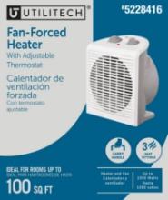 UTILITECH UP TO 1500-WATT UTILITY FAN, COMPACT PERSONAL INDOOR ELECTRIC SPACE HEATER W/THERMOSTAT