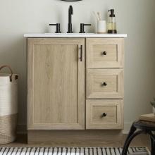 PROJECT SOURCE DAVIES 30-IN SANDSTONE SINGLE SINK BATHROOM VANITY W/WHITE CULTURED MARBLE TOP