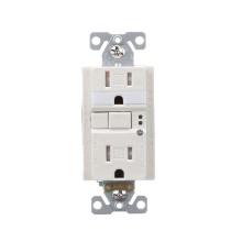 EATON 15A 125V TAMPER RESISTANT GFCI DECORATOR OUTLET W/ NIGHT LIGHT, LIGHT ALMOND