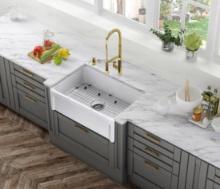 ALLEN + ROTH FARMHOUSE APRON FRONT 30-IN X 18-IN WHITE SINGLE BOWL KITCHEN SINK