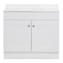 PROJECT SOURCE 36-IN WHITE SINGLE SINK BATHROOM VANITY W/WHITE CULTURED MARBLE TOP