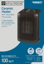 UTILITECH UP TO 1500-WATT CERAMIC COMPACT PERSONAL INDOOR ELECTRIC SPACE HEATER W/THERMOSTAT