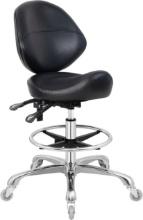 SADDLE STOOL CHAIR W/ WHEELS, HEIGHT ADJUSTABLE, FOR SALON, CLINIC, DENTIST & HOME OFFICE