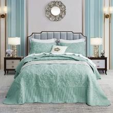 CHIXIN OVERSIZED KING BEDSPREAD SET - LIGHTWEIGHT, REVERSIBLE, DAMASK PAISLEY (SEAGLASS)