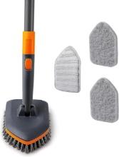TILE TUB SCRUBBER BRUSH, 3 CLEANING HEADS, 56" EXTENDABLE HANDLE, NO SCRATCH, GREY
