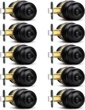 SOPOBY PRIVACY DOOR KNOB 10 PACK, MATTE BLACK KEYLESS LOCKSET FOR BEDROOM/BATHROOM