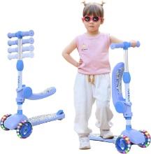 TONBUX KIDS SCOOTER, 3 WHEELS, LUMINOUS, NON-SLIP HANDLE, WIDE DECK, ADJUSTABLE HEIGHT
