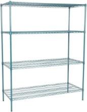24" X 60" X 74" GREEN EPOXY 4-SHELF KIT, POSTS, HEAVY DUTY STORAGE, WIRE SHELVING