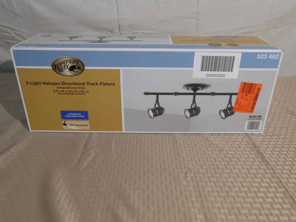 Hampton Bay Track 3-Light Antique Bronze Ceiling Bar Track Lighting, $54.02 Est. Retail Value