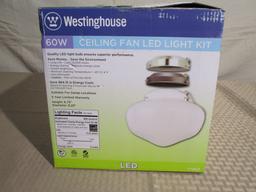 Westinghouse 1-Light LED Schoolhouse Ceiling Fan Light Kit, White/Bn/Orb, $24.84 Est. Retail Value