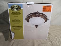 Hampton Bay Bercello Estates 15 in. 2-Light Volterra Bronze Flushmount, $71.27 Est. Retail Value