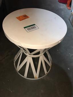 Hampton Bay 18.9 in. Round Metal Garden Stool in Chalk. $40 MSRP