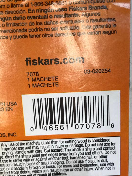Fiskars  22" Machete; Fiskars X7 Hatchet 14 Inch, 378501-1002; and more. $78 MSRP