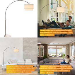Brightech Mason Led Arc Floor Lamp With Marble Base - Living Room Pole Lighting. $237 MSRP
