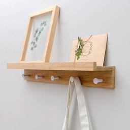 Wall-Mounted Shelf and Hook Bamboo Coat Rack,$86 MSRP