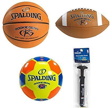 Hyper Tough 1816-18HT 18-Inch 5-Blade Push Reel Lawn Mower/ Spalding Rookie Gear Basketball Combo