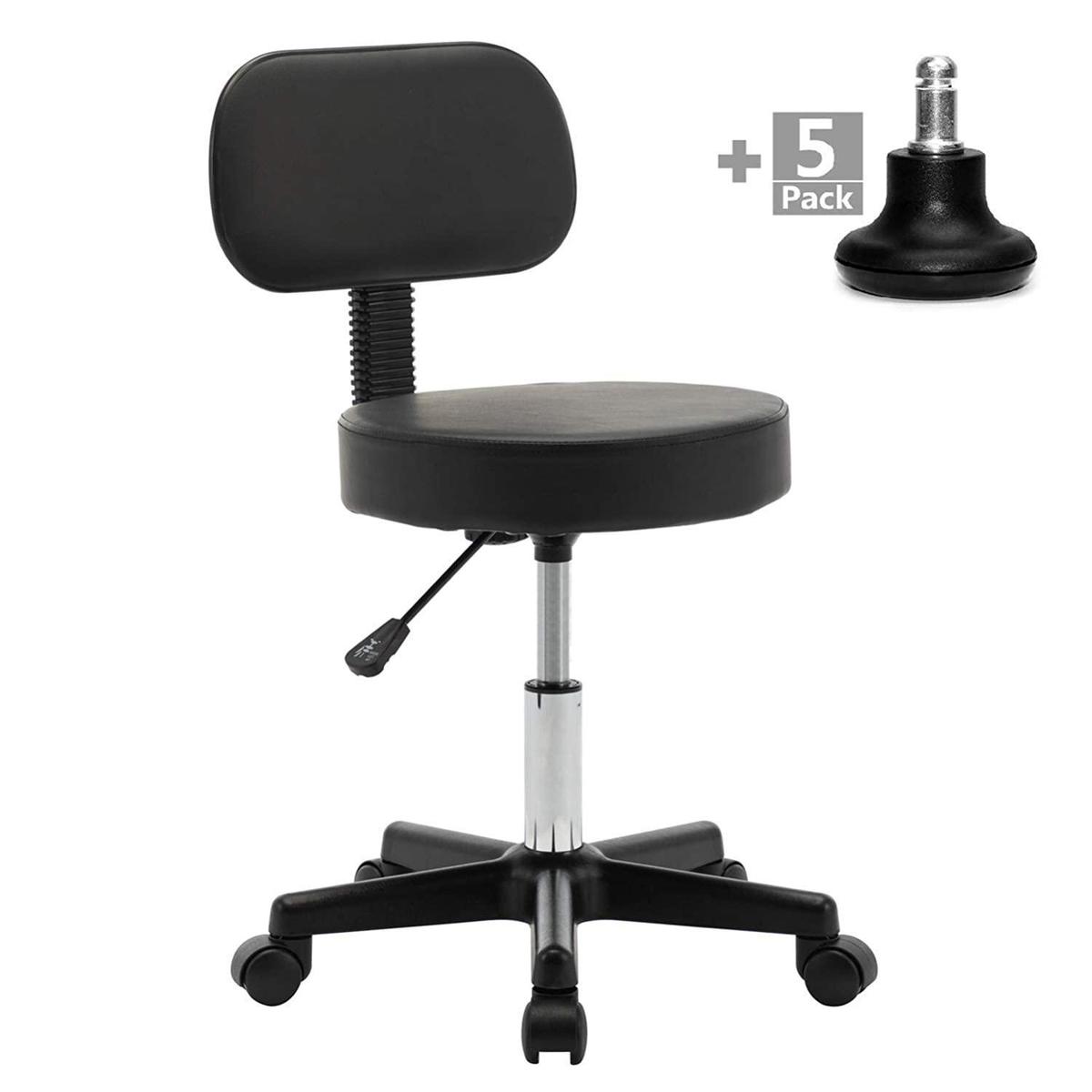 Wahson Black Ergonomic Rolling Chair for Office Desk, Dental Clinic, Spa, Massage, Hair Salon, Seat