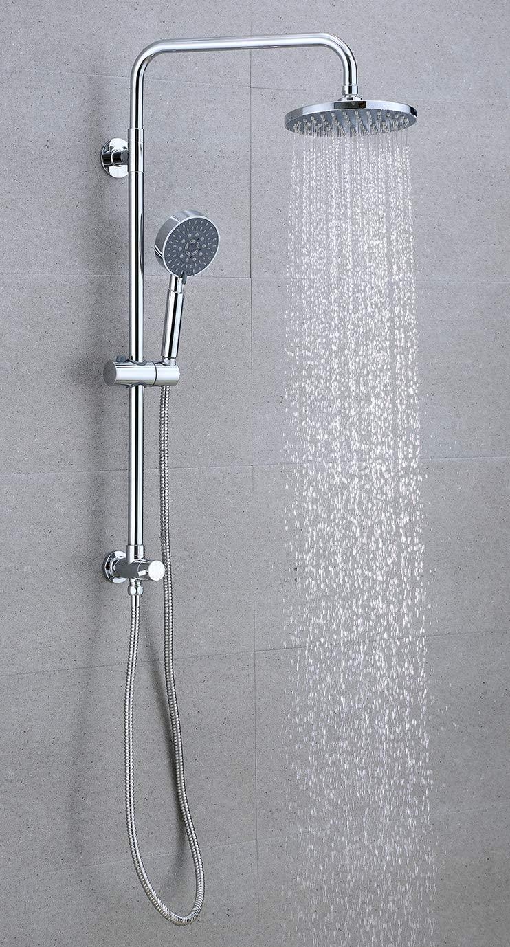 Duttao DS-8599-CP Contemporary Shower System with 8'' Shower Head, 5-Function Hand held Shower