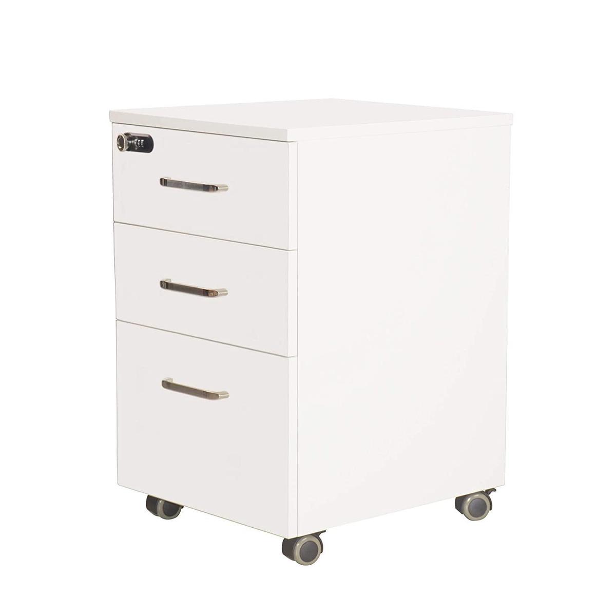 Mobile File Cabinet 3 Drawer Wood Filing Cabinet on Brake Wheels Under Desk Office File Cabinets