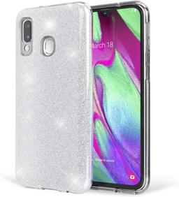 NALIA Glitter Case for Samsung Galaxy A40, Silver
