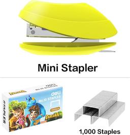 Deli Mini Stapler 12 Sheet Capacity Yellow