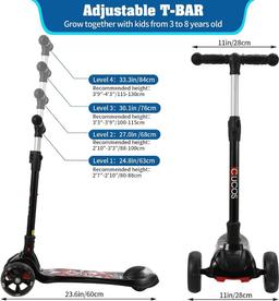 CUCOS Children Roller Scooter with 3 LED luminaires, children's scooter foldable.