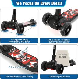 CUCOS Children Roller Scooter with 3 LED luminaires, children's scooter foldable.