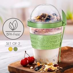 Crystalia Yoghurt Cup to Go with Lid, Set 2