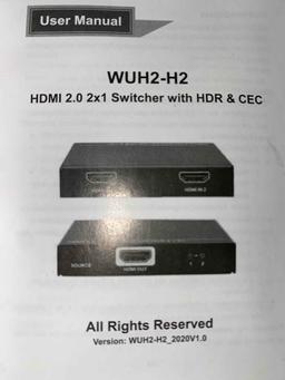 WELVAN 2x1 4K HDMI Switch HDMI 2.0 Switcher