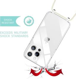 Nupcknn Liquid Silicone Mobile Phone Chain Case for iPhone 13 Pro Case Necklace (Removable) Beige